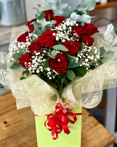 For My Sweetheart - 12 luxury red roses and fabulous foliage are all you need to make a grand romantic gesture to your sweetheart.